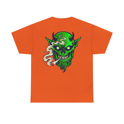Smoking Green Demon Skull T-Shirt — Creepy Stoner Graphic Tee