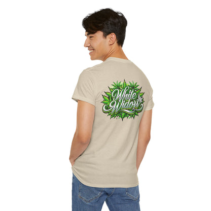 White Widow Graphic Tee — Cannabis Leaf Logo T-Shirt