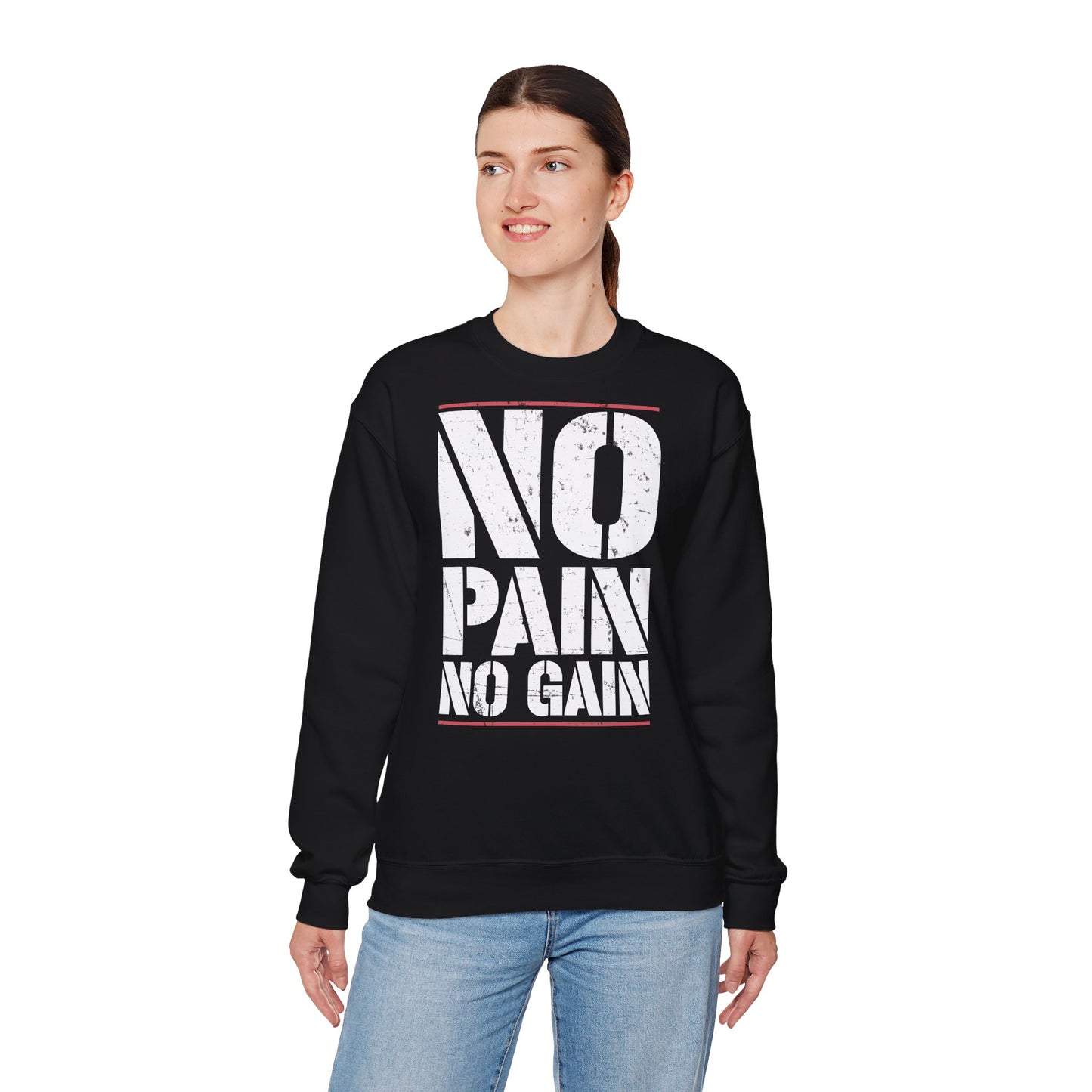No Pain No Gain Sweatshirt - Unisex Heavy Blend Crewneck for Fitness Enthusiasts