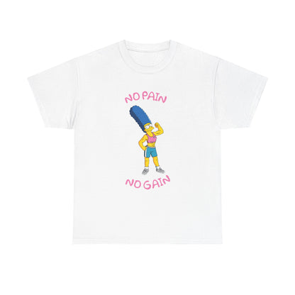 Marge No Pain No Gain White Unisex Heavy Cotton Tee
