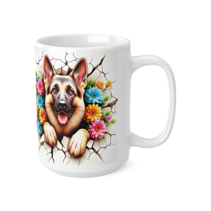 Cute Floral German Shepherd Coffee Mug - 11oz & 15oz