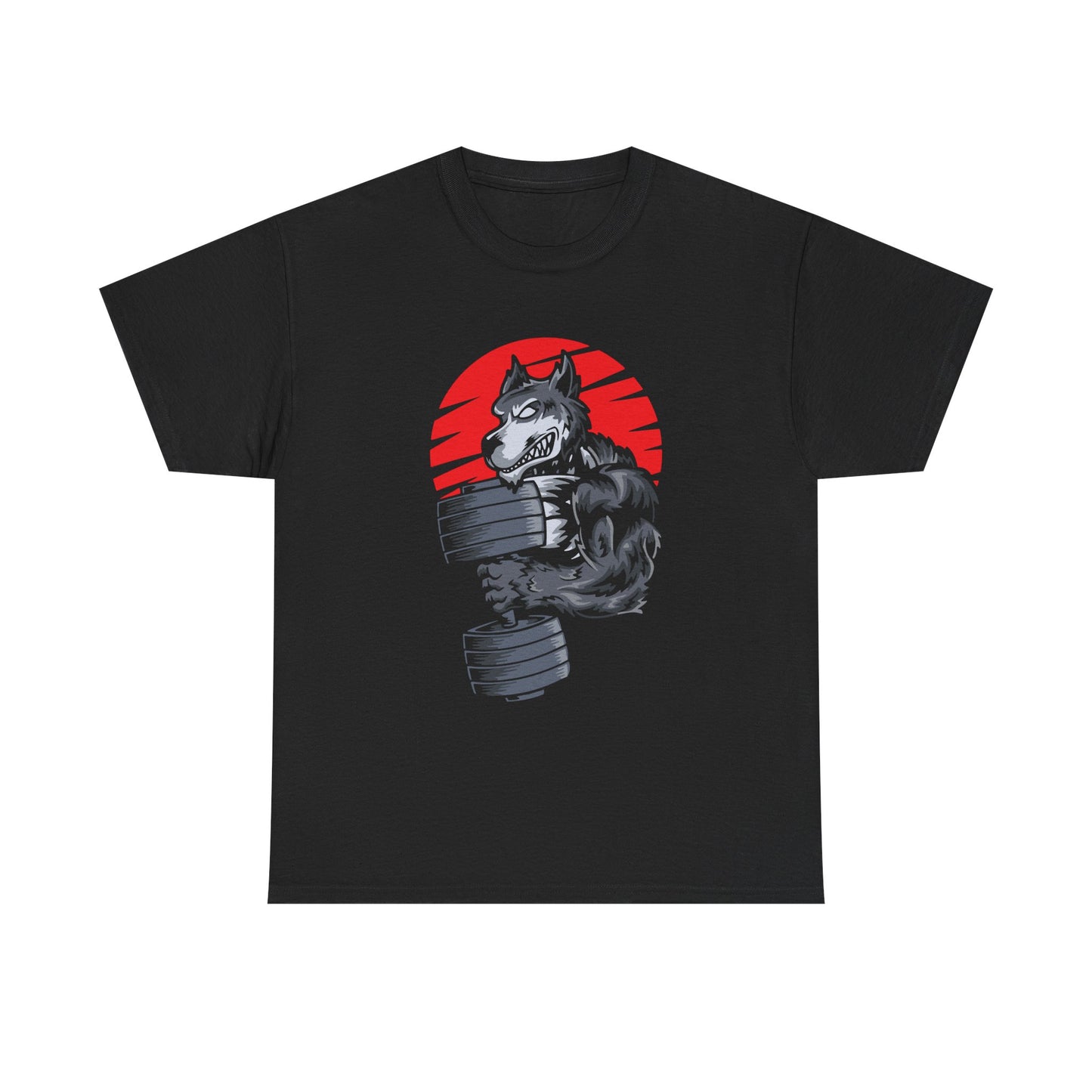 Gym Wolf Unisex Heavy Cotton Tee - Bold Fitness Graphic T-Shirt Black