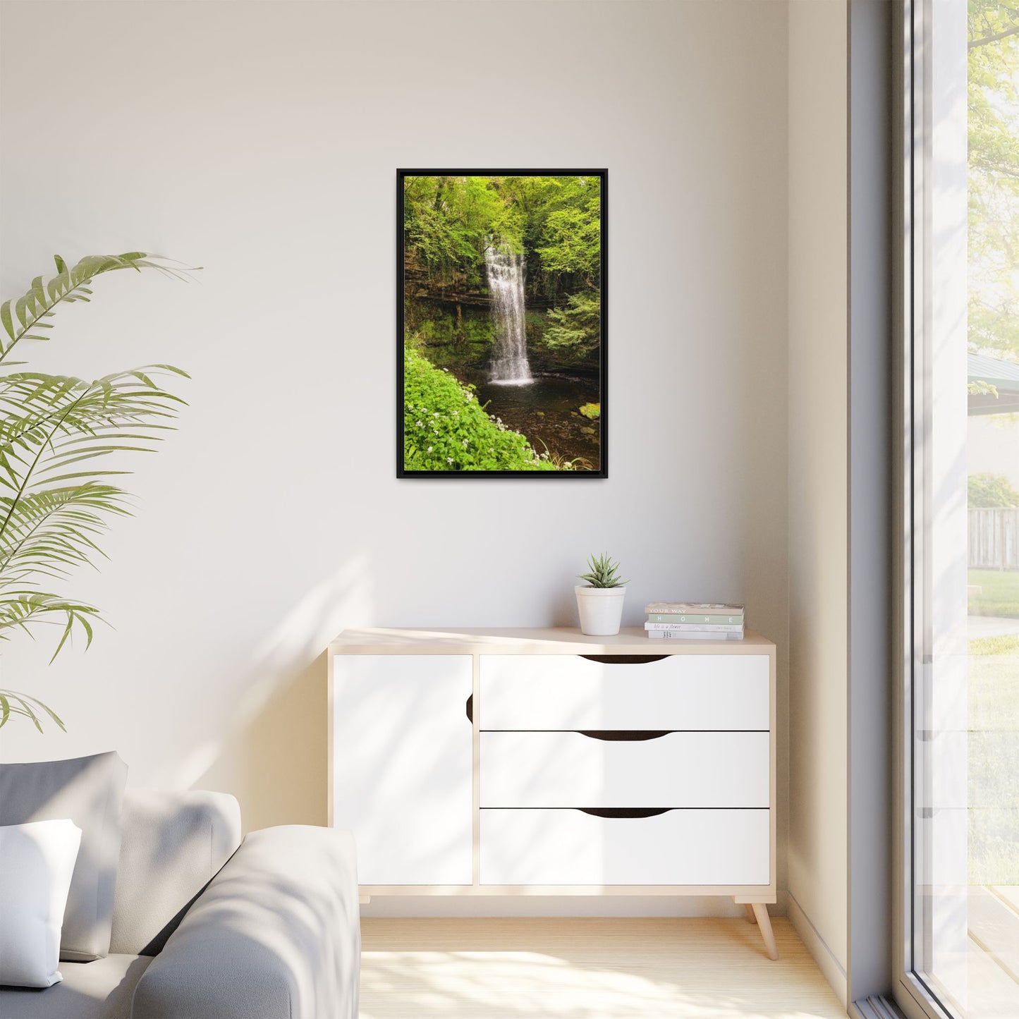 Glacer Waterfall Matte Canvas, Framed (Multi-color)