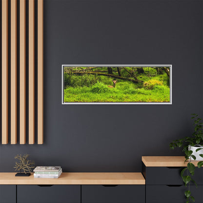 Deer in Ditch Matte Canvas, Framed (Multi-color)