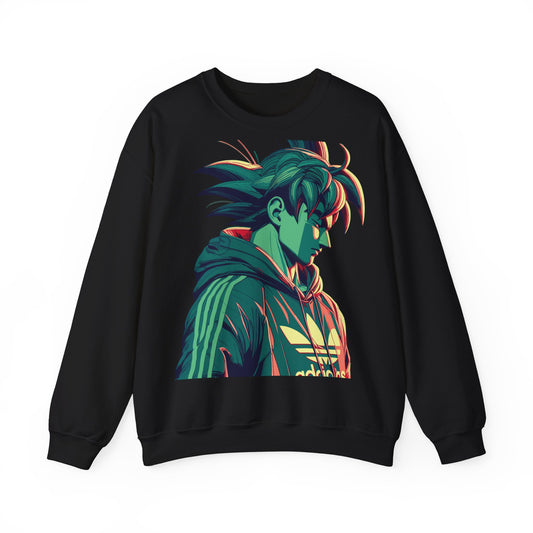 Anime-Inspired Unisex Crewneck Sweatshirt - Trendy Green Character Design