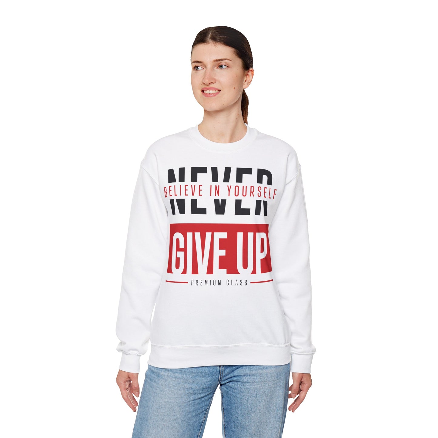 Motivational Crewneck Sweatshirt - "Never Give Up"