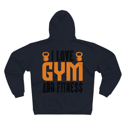 Unisex Hooded Zip Sweatshirt - I Love Gym and Fitness