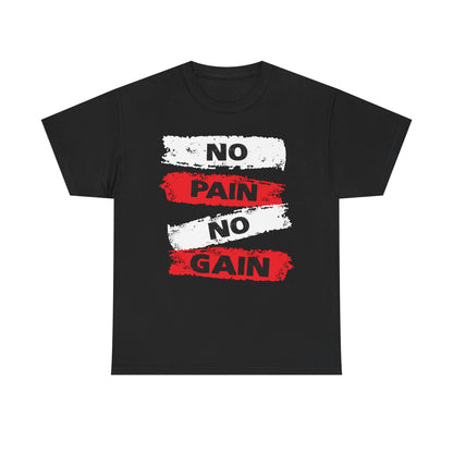 Motivational Workout Tee - 'No Pain No Gain' Unisex Heavy Cotton Shirt