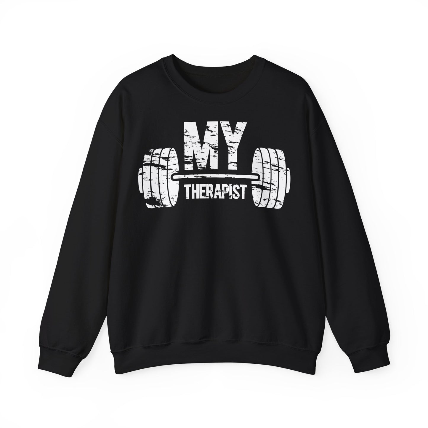 Funny Fitness Unisex Heavy Blend™ Crewneck Sweatshirt - My Therapist Workout Sweatshirt