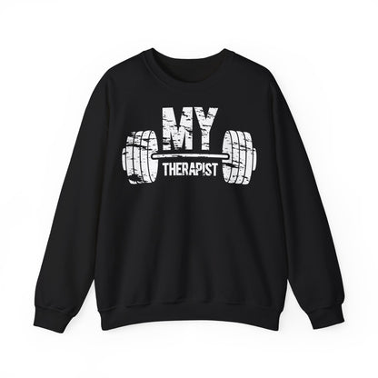Funny Fitness Unisex Heavy Blend™ Crewneck Sweatshirt - My Therapist Workout Sweatshirt