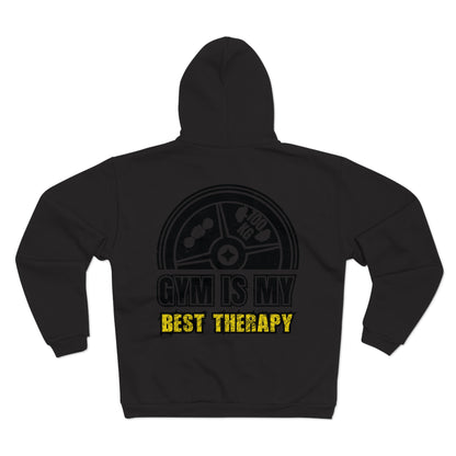 Gym Is My Best Therapy Unisex Hooded Zip Sweatshirt - Perfect for Fitness Enthusiasts