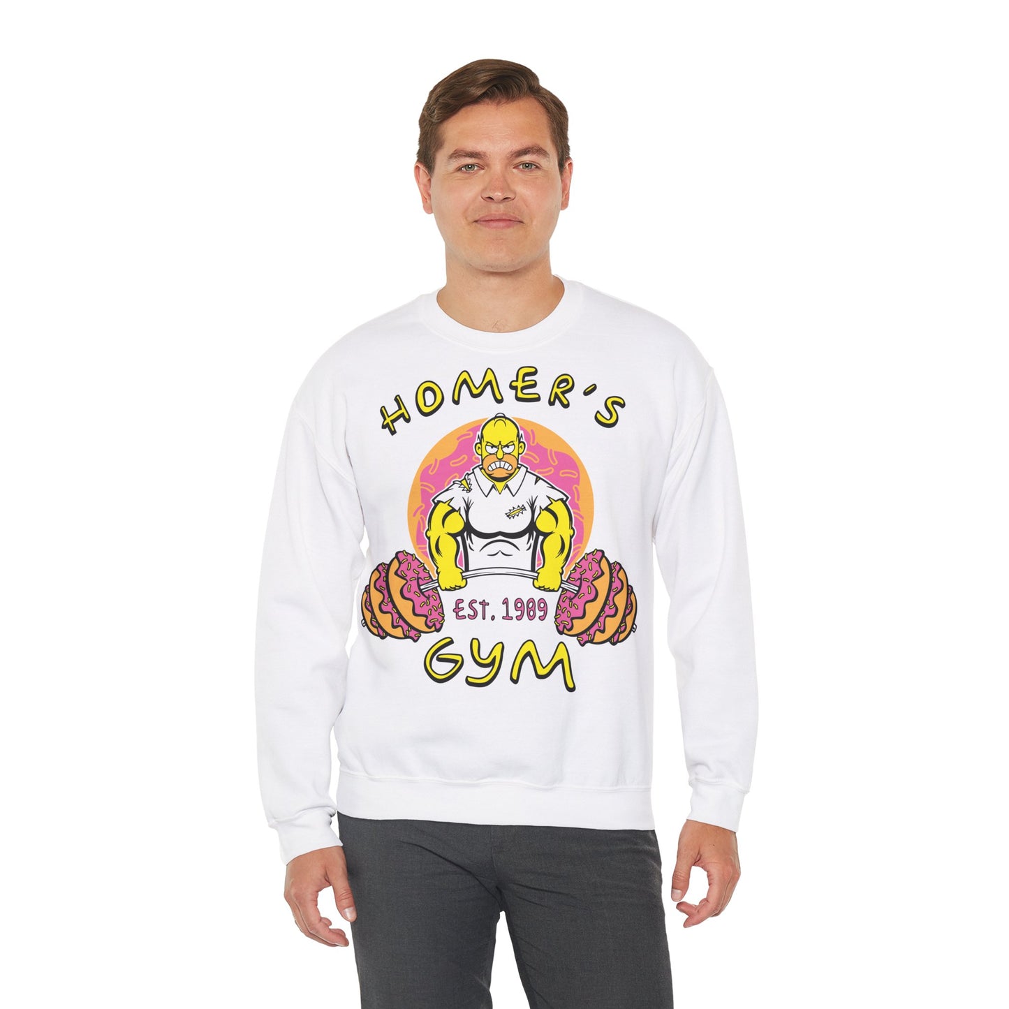 Homer's Gym Unisex Heavy Blend™ Crewneck Sweatshirt White