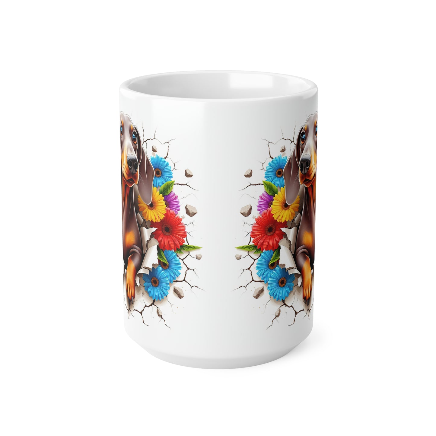 Dachshund Floral Design Coffee Mug - 11oz & 15oz