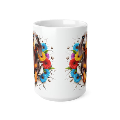 Dachshund Floral Design Coffee Mug - 11oz & 15oz