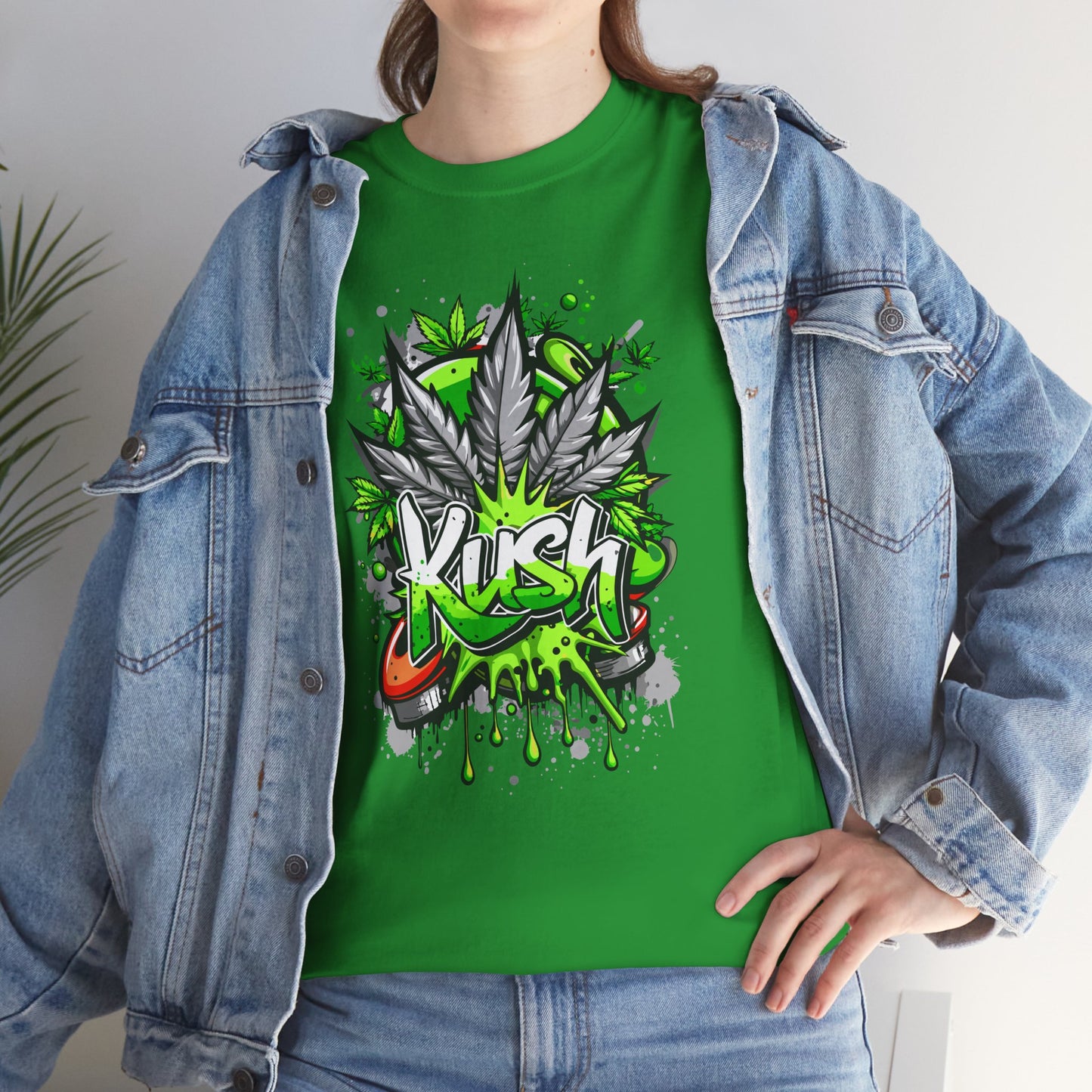 Kush Graffiti T-Shirt — Green Cannabis Leaf Street Art Tee