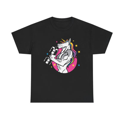Motivational Unicorn Workout Tee - Unisex Heavy Cotton T-Shirt for Fitness Lovers Black