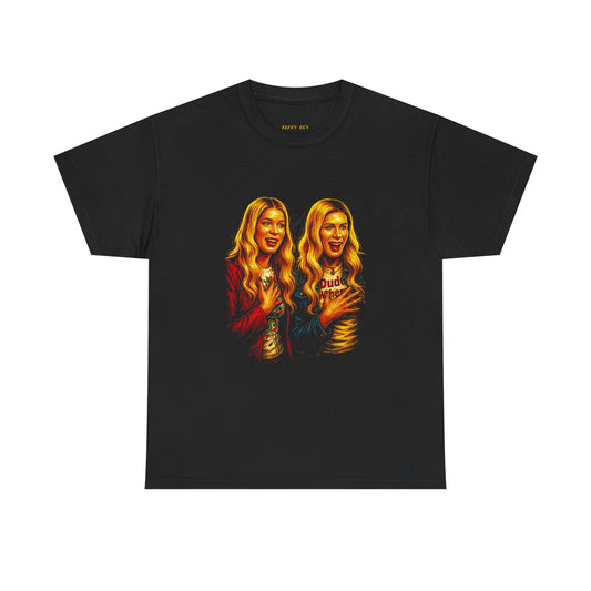 Graphic Tee — Retro Twin Portraits Illustration