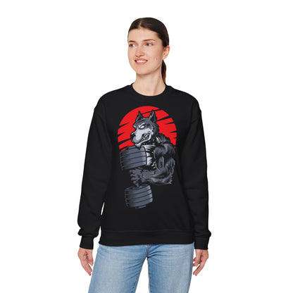 Gym Wolf Unisex Heavy Blend™ Crewneck Sweatshirt  - Bold Fitness Graphic Black