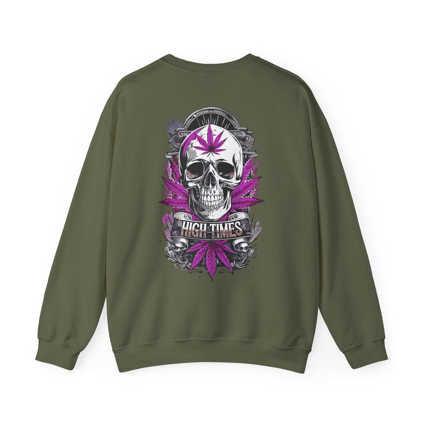 Skull & Purple Cannabis Leaf- "High Times" Graphic Sweatshirt