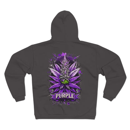 Purple Cannabis Bud Zip Hoodie — Bold Psychedelic Marijuana Graphic Zip