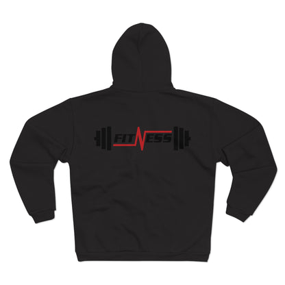 Fitness Themed Unisex Hooded Zip Sweatshirt - Gym Motivation Apparel