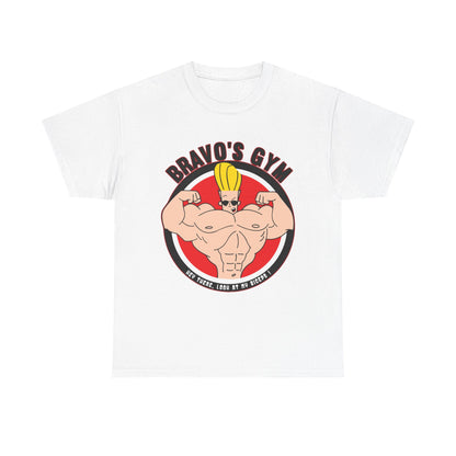 Motivational Gym T-Shirt - Bravo's Gym Design - Unisex Heavy Cotton Tee White