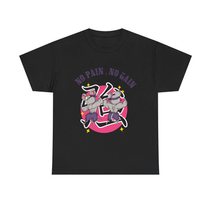 "No Pain No Gain" Unisex Heavy Cotton Tee - Motivational Fitness Shirt for Gym Lovers Black