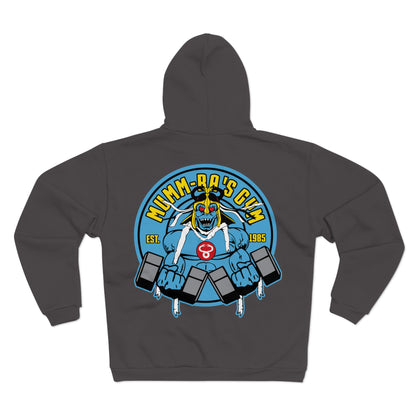 Vintage Gym Monster Unisex Hooded Zip Sweatshirt - Retro Fitness Hoodie