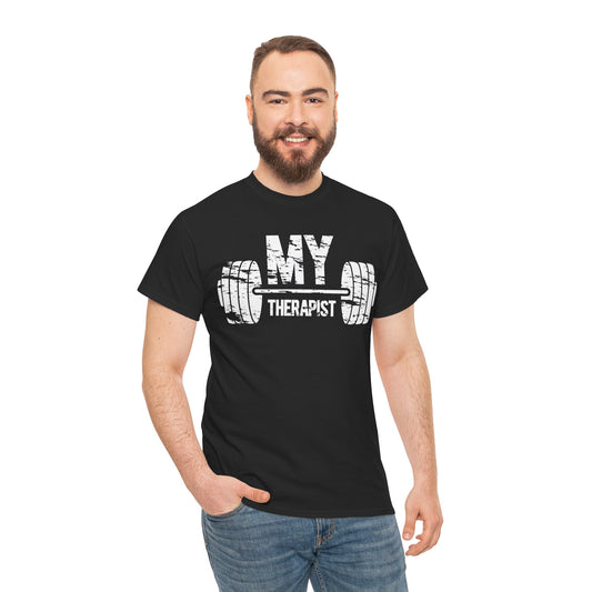 Funny Fitness Unisex Heavy Cotton Tee - My Therapist Workout Shirt