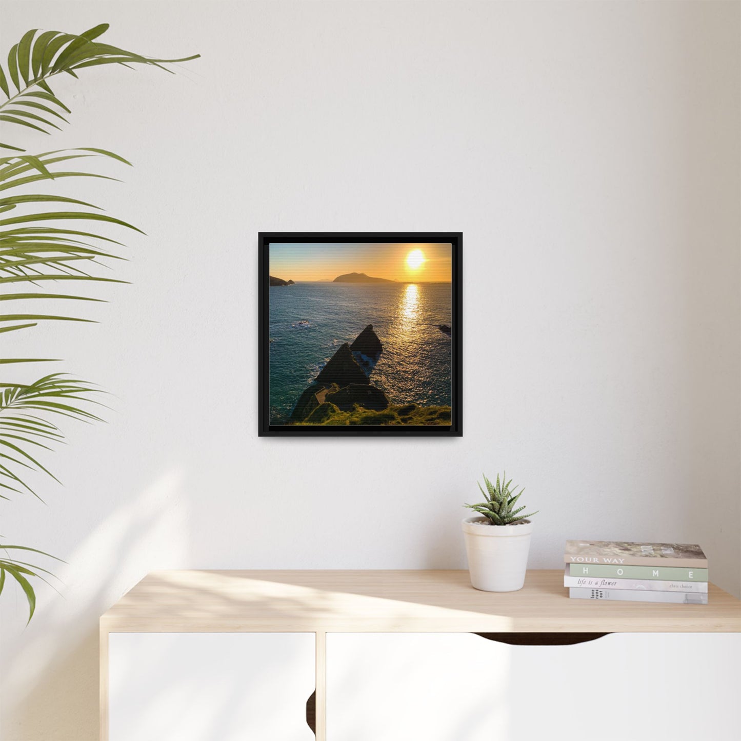 Dunquin Pier Sunset 2 Matte Canvas, Framed (Multi-color)