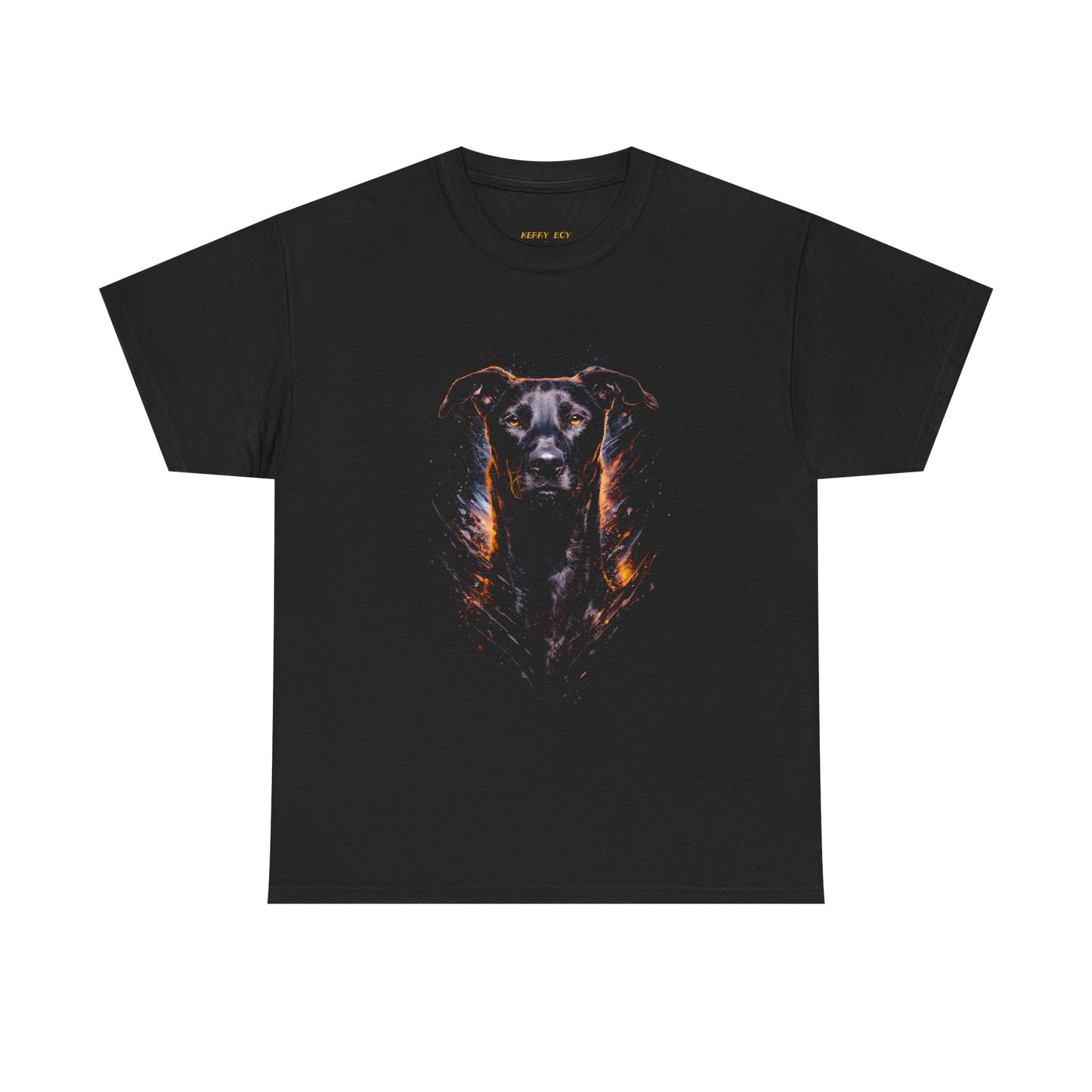 Black Doberman Portrait T‑Shirt — Fiery Dog Art Tee for Pet Lovers