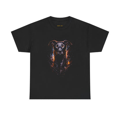 Black Doberman Portrait T‑Shirt — Fiery Dog Art Tee for Pet Lovers