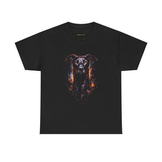 Black Doberman Portrait T‑Shirt — Fiery Dog Art Tee for Pet Lovers