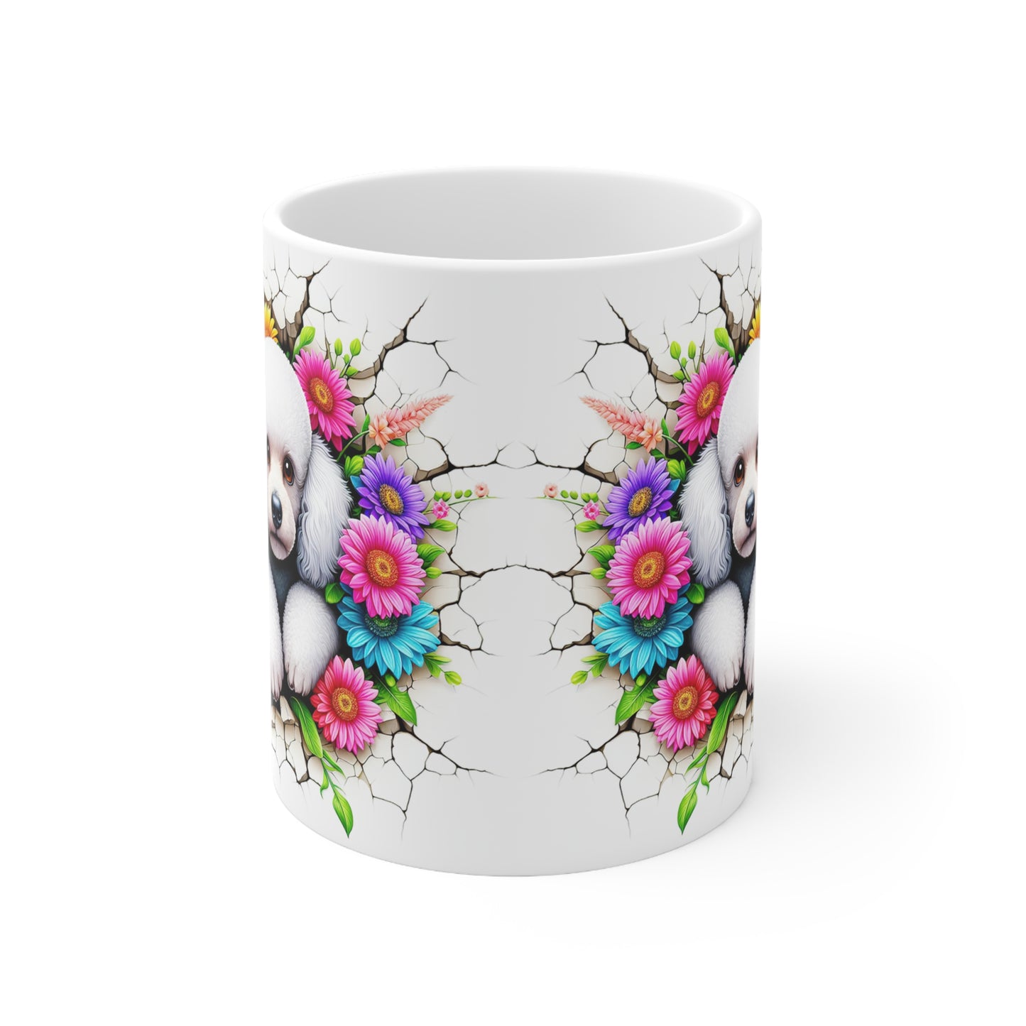 Cute Floral Panda & Poodle Ceramic Coffee Mug – 11oz & 15oz for Animal Lovers