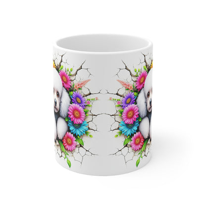 Cute Floral Panda & Poodle Ceramic Coffee Mug – 11oz & 15oz for Animal Lovers