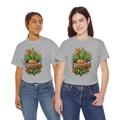 Hallowed Harvest Tee — Halloween Mask & Pumpkin Graphic T-Shirt