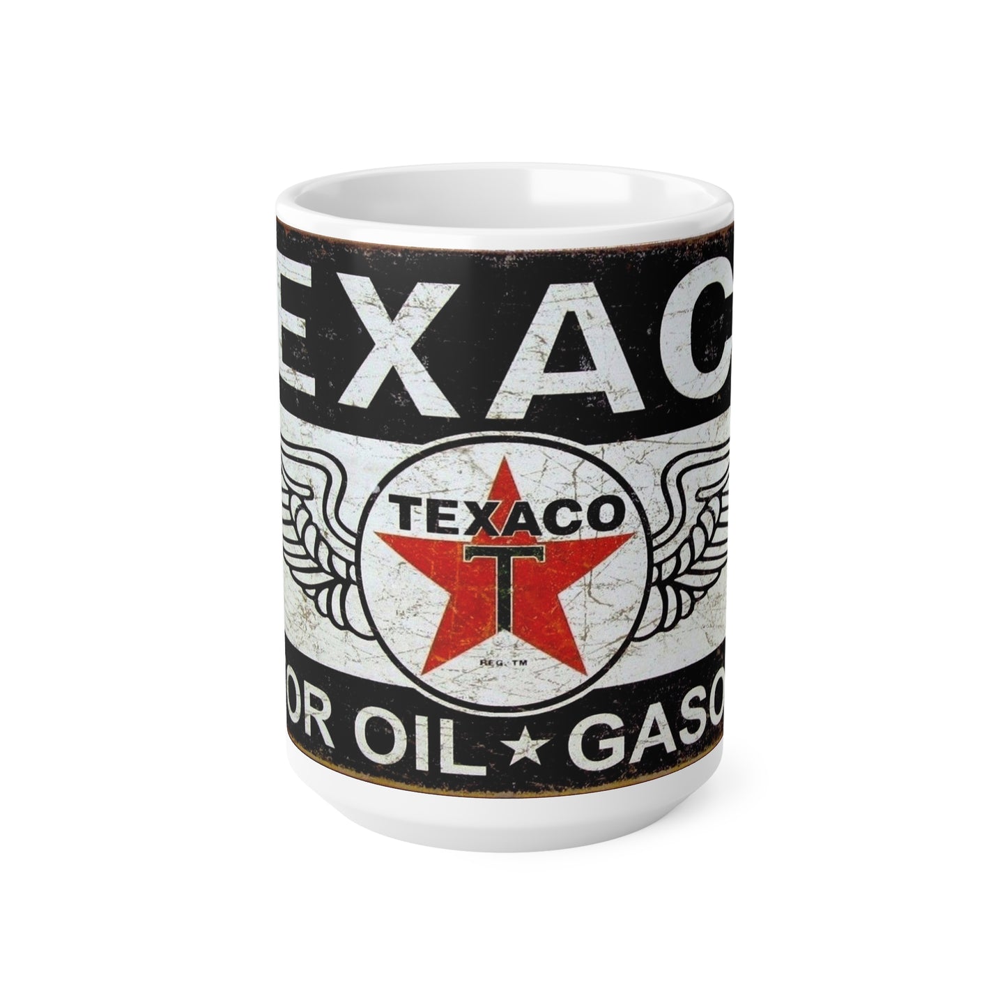 Vintage Texaco Ceramic Coffee Cups - Classic Oil Gas Design, 11oz & 15oz