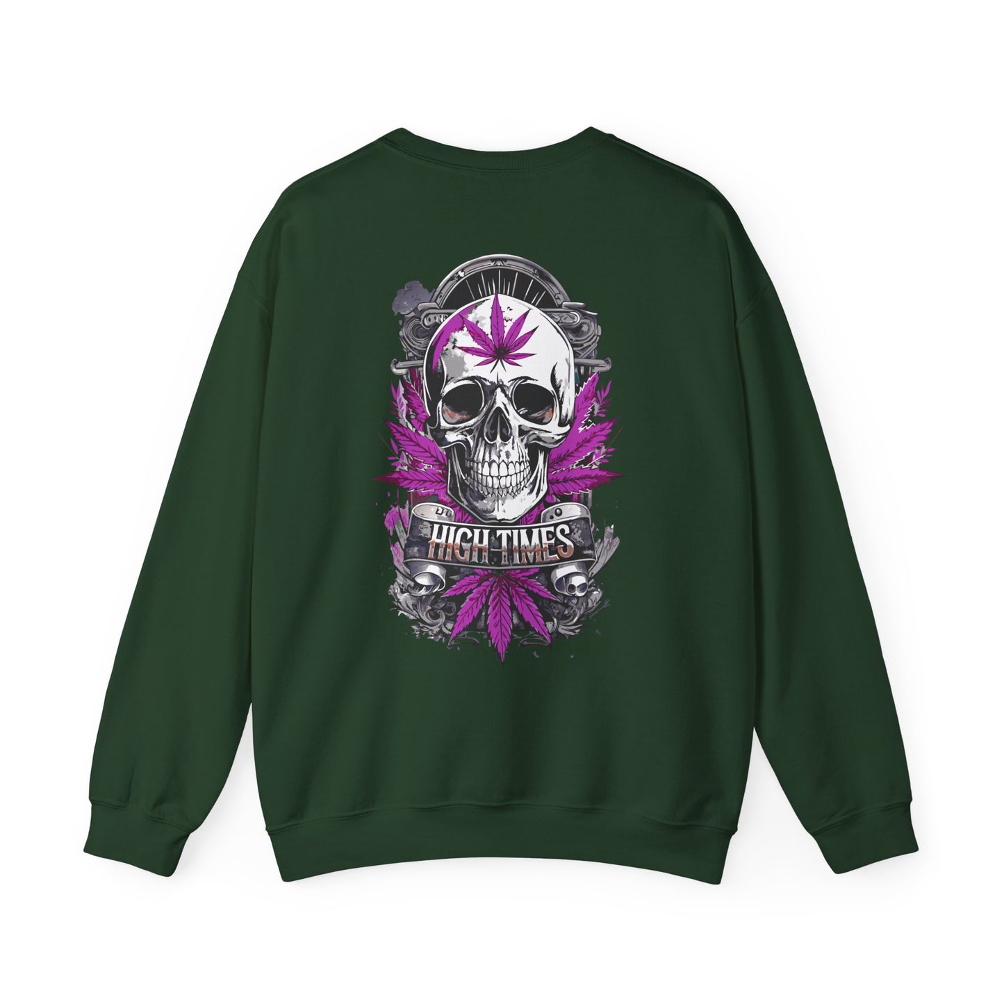 Skull & Purple Cannabis Leaf- "High Times" Graphic Sweatshirt