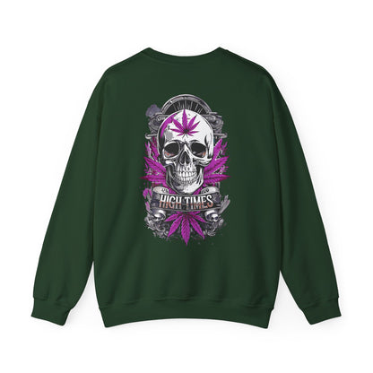 Skull & Purple Cannabis Leaf- "High Times" Graphic Sweatshirt
