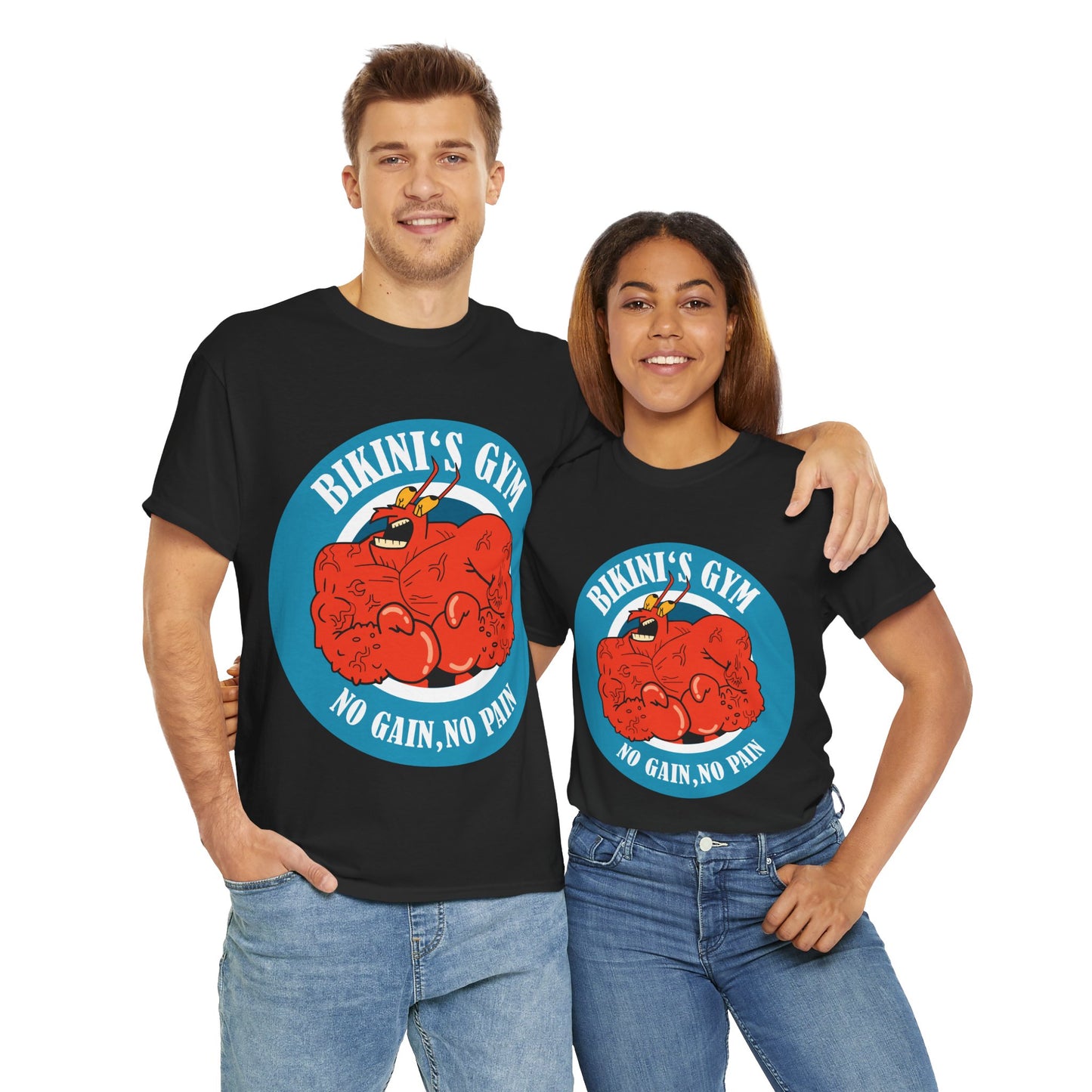 Mr Crab No Pain No Gain Black Unisex Heavy Cotton Tee