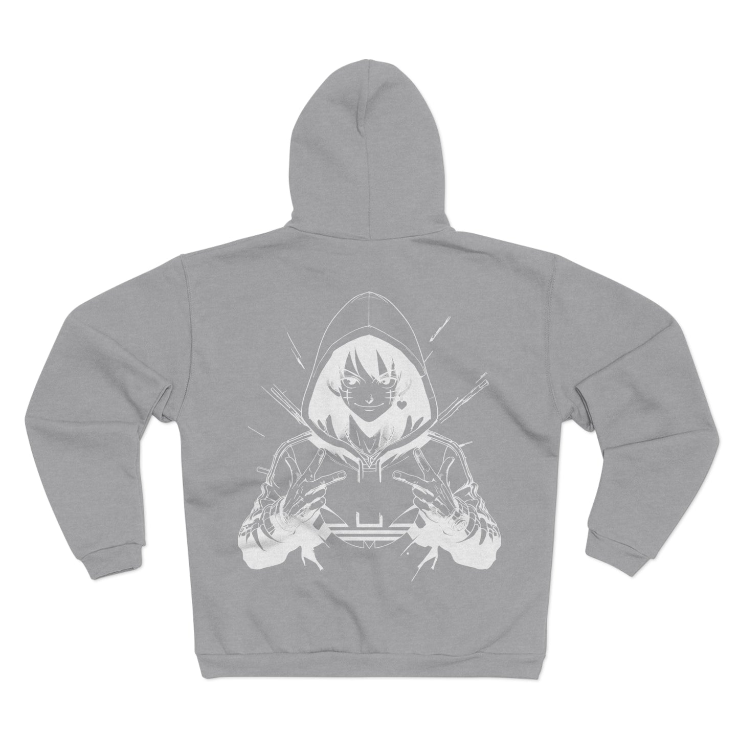 White Graphic Power Unisex Hooded Zip Sweatshirt