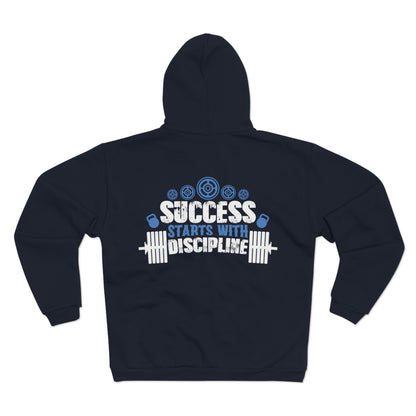 Unisex Hooded Zip Sweatshirt - Success Starts with Discipline