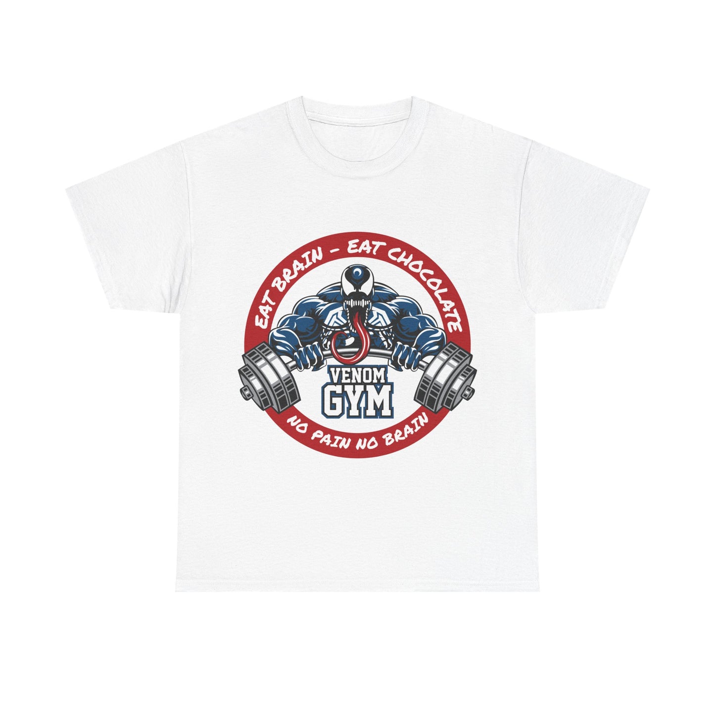 Venom Gym Unisex Heavy Cotton Tee - Eat Brain Eat Chocolate Design White