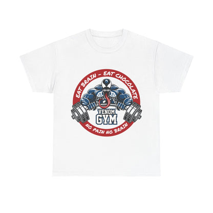 Venom Gym Unisex Heavy Cotton Tee - Eat Brain Eat Chocolate Design White