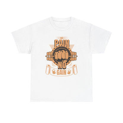 No Pain No Gain Heavy Cotton Tee - Motivational Gym Shirt for Fitness Enthusiasts