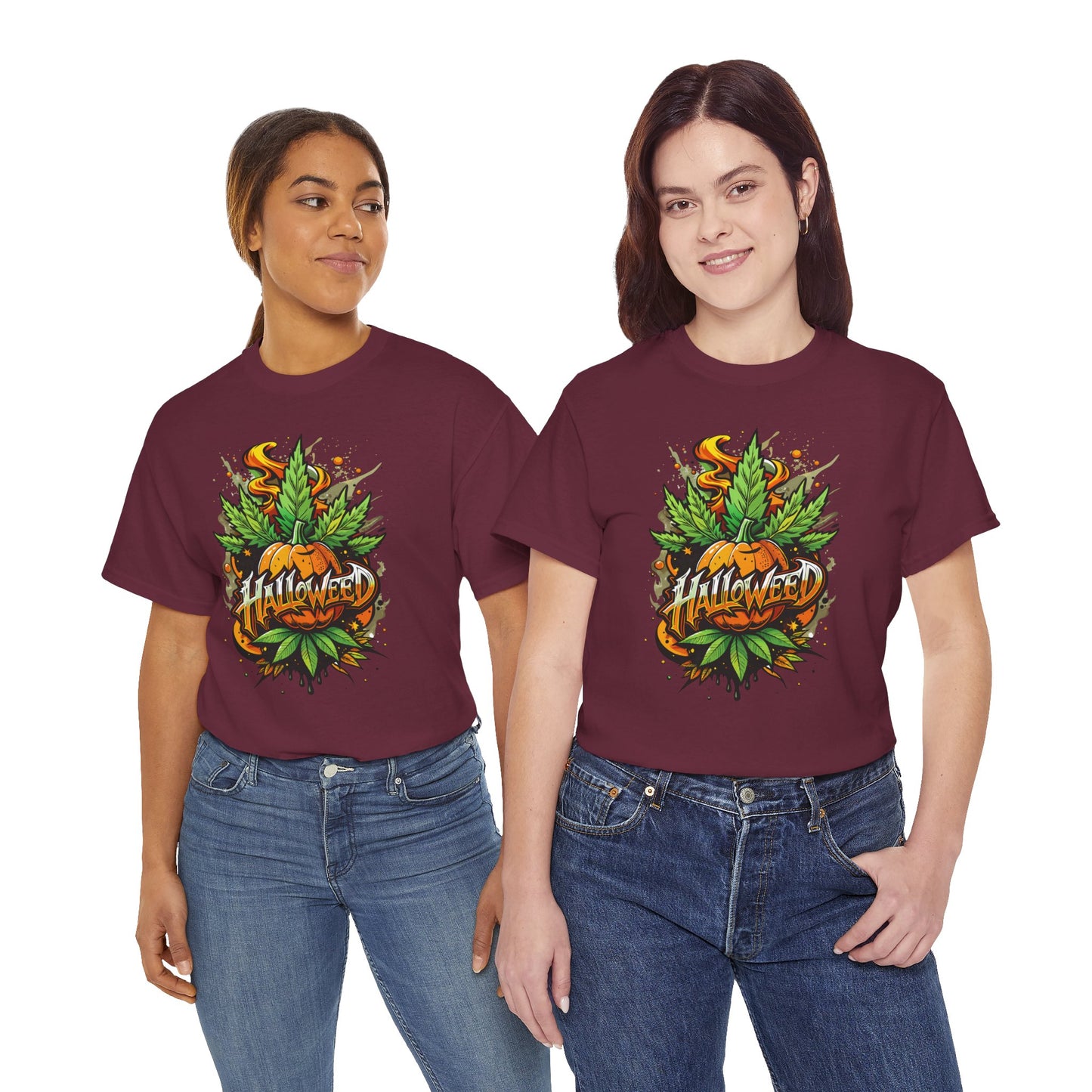 Hallowed Harvest Tee — Halloween Mask & Pumpkin Graphic T-Shirt