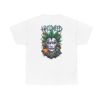 Hallowed Harvest Tee — Halloween Mask & Pumpkin Graphic T-Shirt