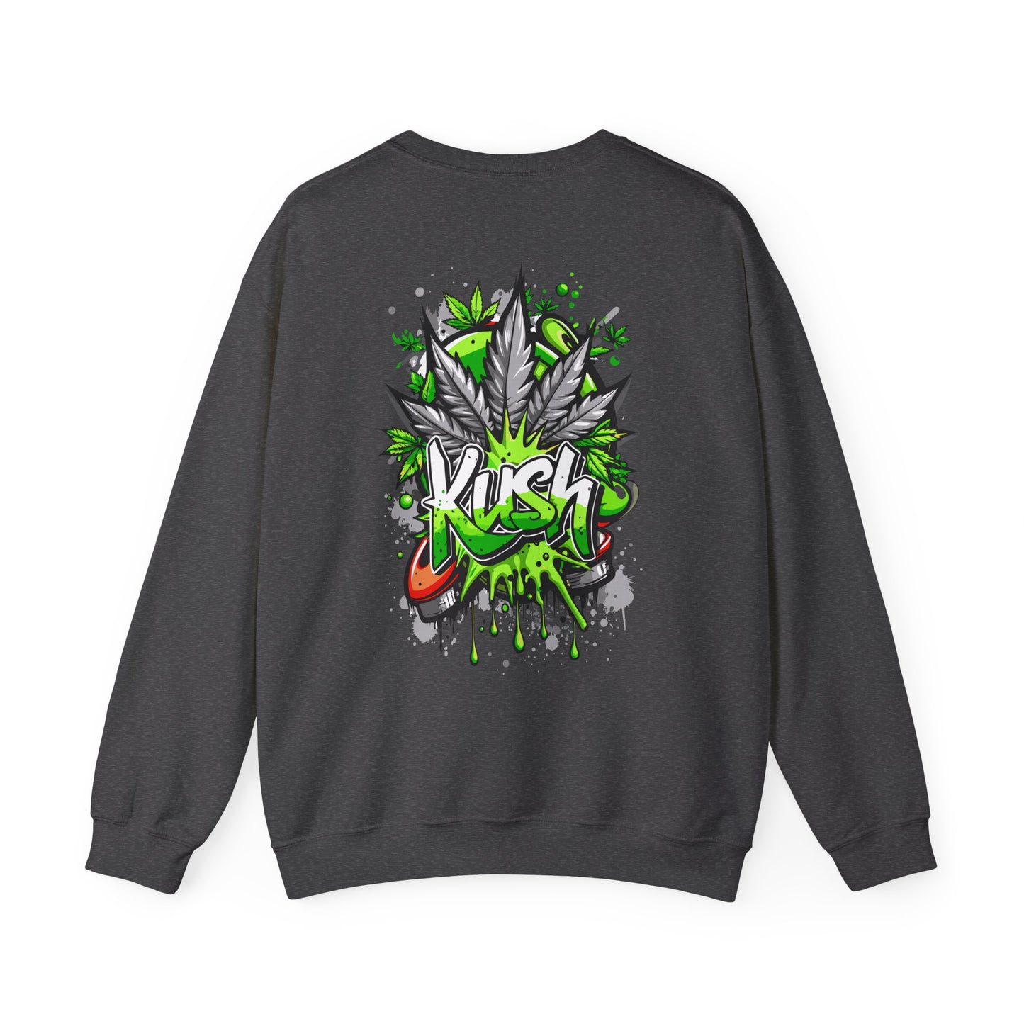 Kush Graffiti Sweatshirt — Green Cannabis Leaf Street Art