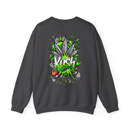 Kush Graffiti Sweatshirt — Green Cannabis Leaf Street Art