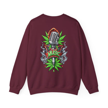 Music Microphone — Retro Mic & Leaf Graphic Sweatshirt
